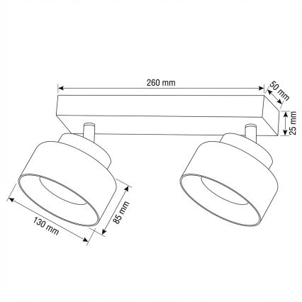 Brilagi - LED Spot AURA LUX 2xGX53/30W/230V noir/doré