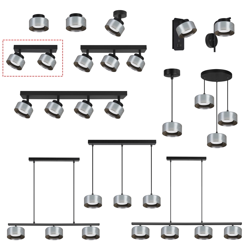 Brilagi - LED Spot AURA LUX 2xGX53/30W/230V noir/fumé
