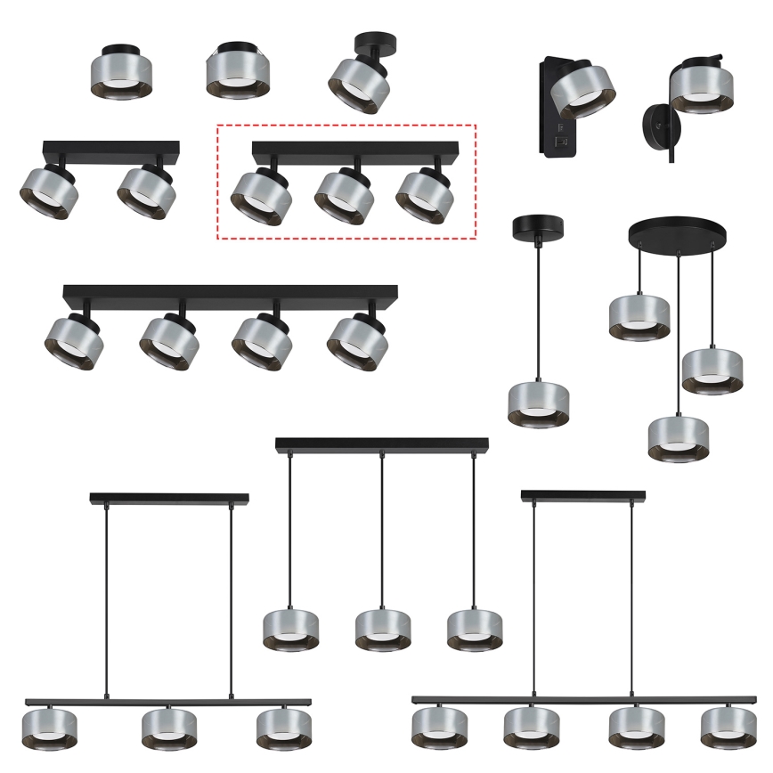 Brilagi - LED Spot AURA LUX 3xGX53/30W/230V noir/fumé