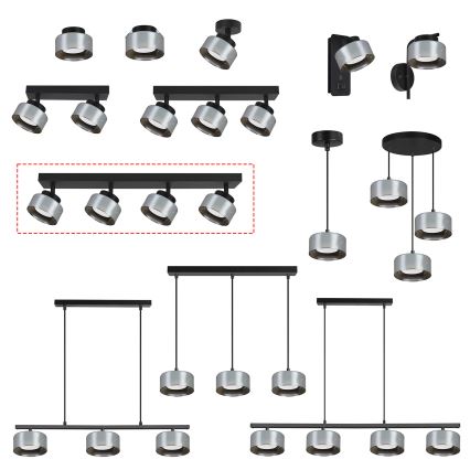 Brilagi - LED Spot AURA LUX 4xGX53/30W/230V noir/fumé