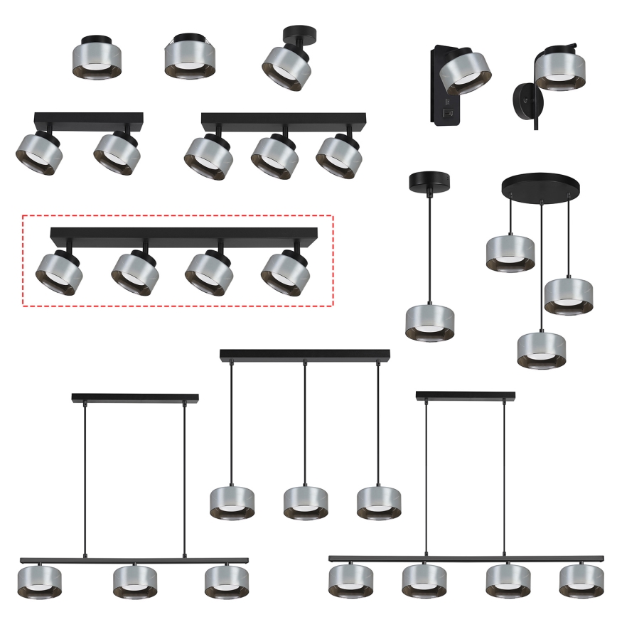 Brilagi - LED Spot AURA LUX 4xGX53/30W/230V noir/fumé