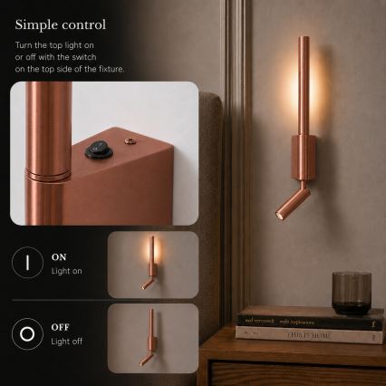 Brilagi - Applique spot LED VIXON LED/3W/230V + LED/5W bronze IRC 90