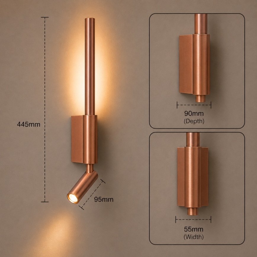 Brilagi - Applique spot LED VIXON LED/3W/230V + LED/5W bronze IRC 90