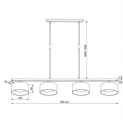 Brilagi - LED Suspension à câble AURA LUX 4xGX53/30W/230V noir/fumé
