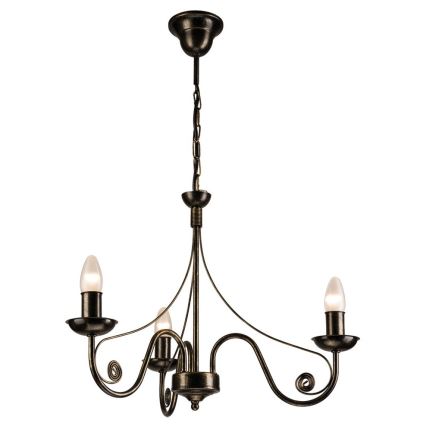 Brilagi - LED Suspension chaîne STEFANO 3xE14/40W/230V noir patiné