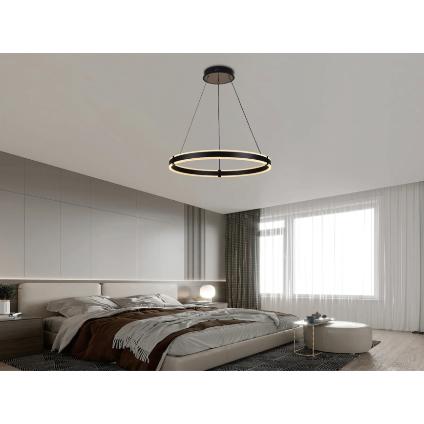 Brilagi - Suspension dimmable sur câble CIRCLE LED/85W/230V 3000-6500K Ø 60 cm noir/doré + télécommande
