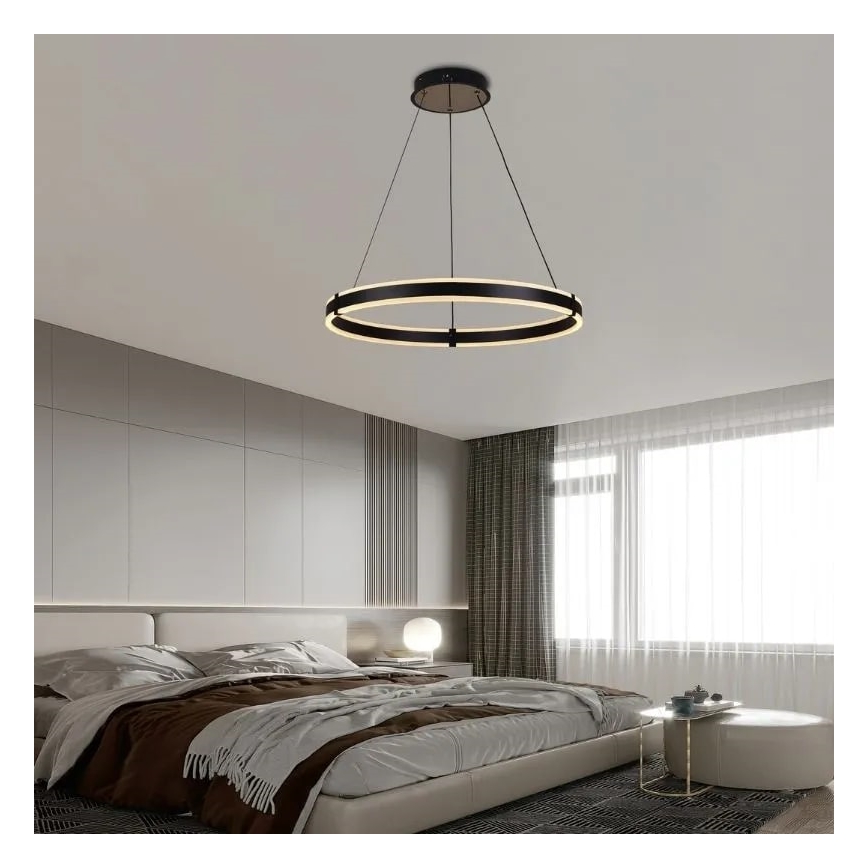 Brilagi - Suspension LED dimmable sur câble CIRCLE LED/85W/230V 3000-6500K Ø 60 cm, noire + télécommande