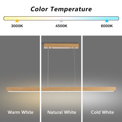 Brilagi - Suspension LED dimmable sur câble OAK SMART LED/30W/230V Wi-Fi Tuya chêne + télécommande