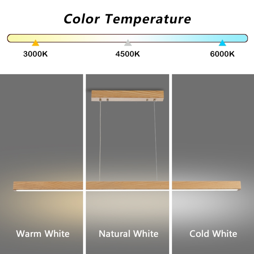 Brilagi - Suspension LED dimmable sur câble OAK SMART LED/30W/230V Wi-Fi Tuya chêne + télécommande