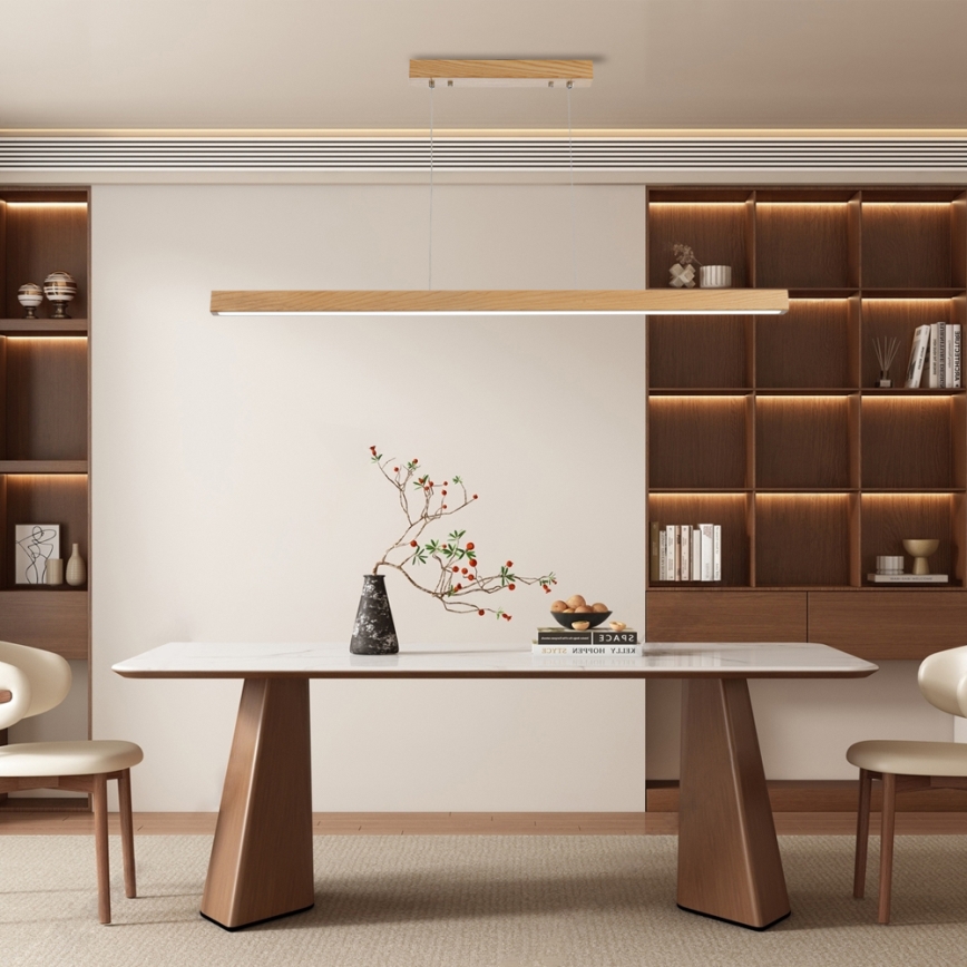 Brilagi - Suspension LED dimmable sur câble OAK SMART LED/30W/230V Wi-Fi Tuya chêne + télécommande