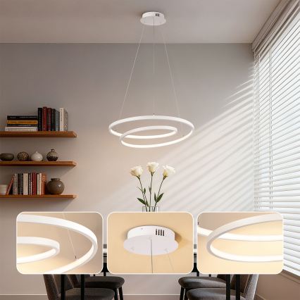 Brilagi - Suspension LED dimmable sur câble TWISTER LED/48W/230V 3000-6000K Ø 50 cm blanc + télécommande