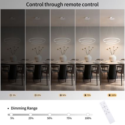 Brilagi - Suspension LED dimmable sur câble TWISTER LED/48W/230V 3000-6000K Ø 50 cm blanc + télécommande