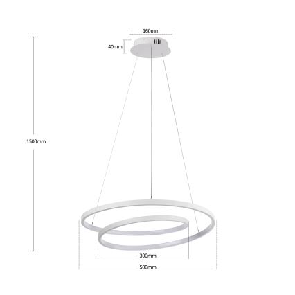 Brilagi - Suspension LED dimmable sur câble TWISTER LED/48W/230V 3000-6000K Ø 50 cm blanc + télécommande