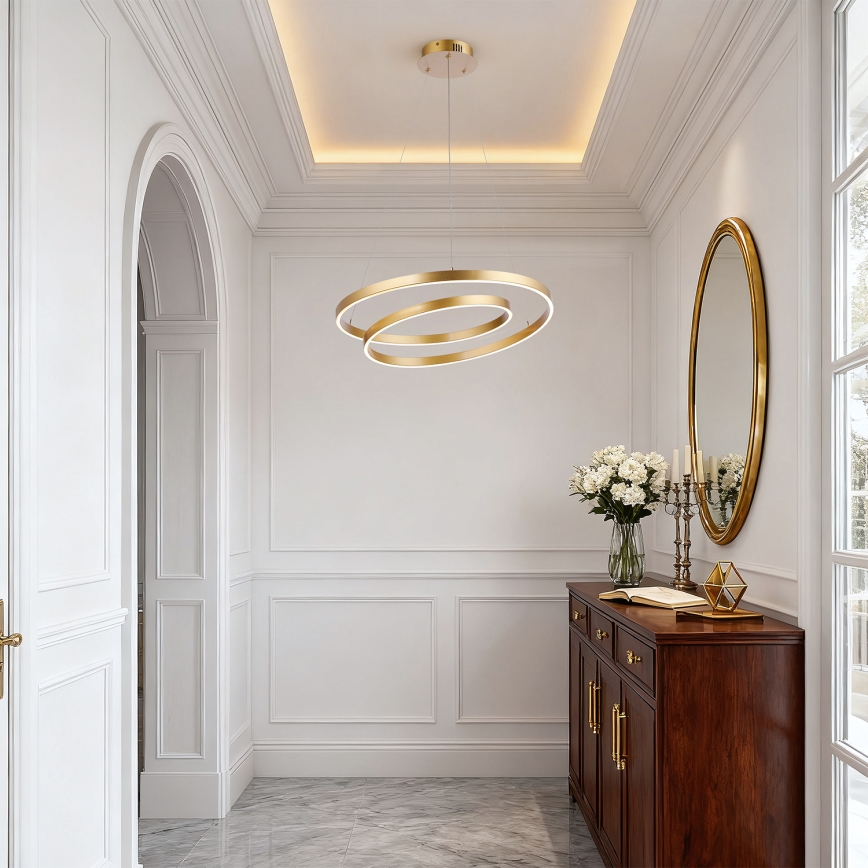 Brilagi - Suspension LED dimmable sur câble TWISTER LED/48W/230V 3000-6000K Ø 50 cm dorée + télécommande