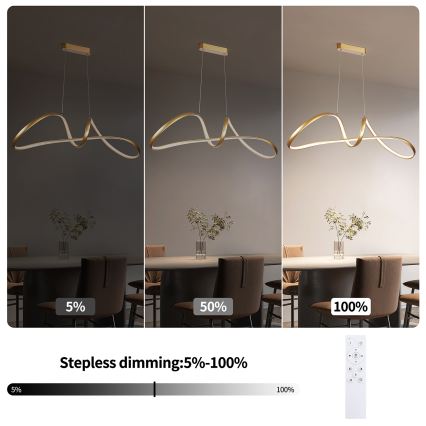 Brilagi - Suspension LED dimmable sur câble TWISTER LED/60W/230V 3000-6000K dorée + télécommande