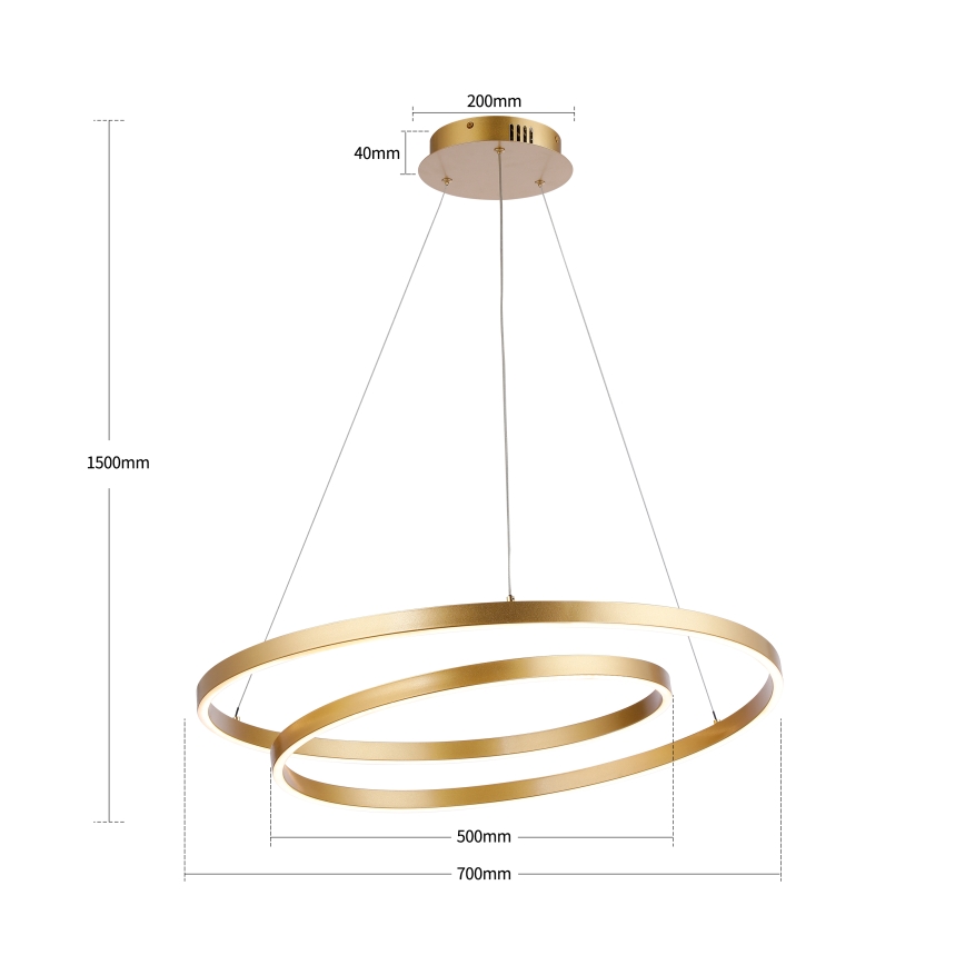 Brilagi - Suspension LED dimmable sur câble TWISTER LED/75W/230V 3000-6000K Ø 70 cm dorée + télécommande