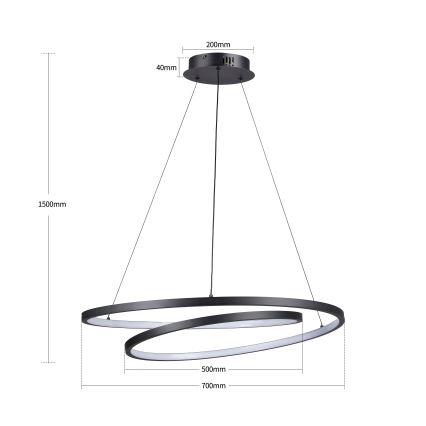 Brilagi - Suspension LED dimmable sur câble TWISTER LED/75W/230V 3000-6000K Ø 70 cm noire + télécommande