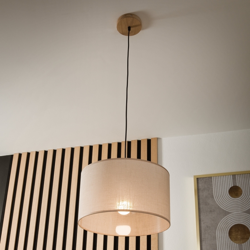 Brilagi - LED Suspension filaire ANTHONY 1xE27/60W/230V chêne/beige