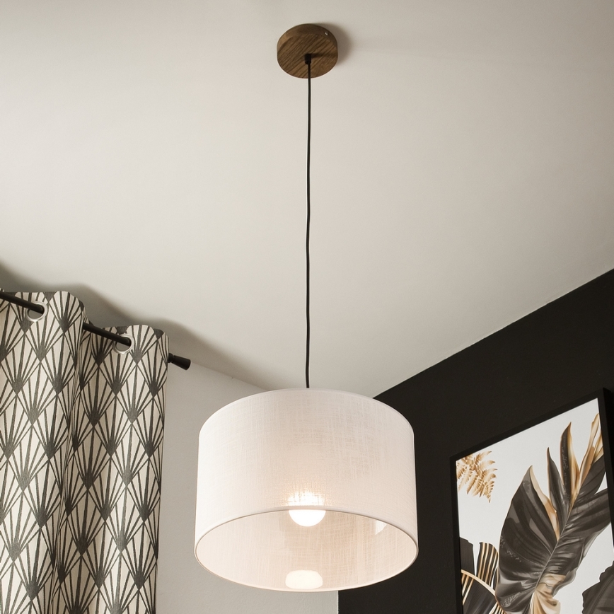 Brilagi - LED Suspension filaire ANTHONY 1xE27/60W/230V chêne noyer/blanc