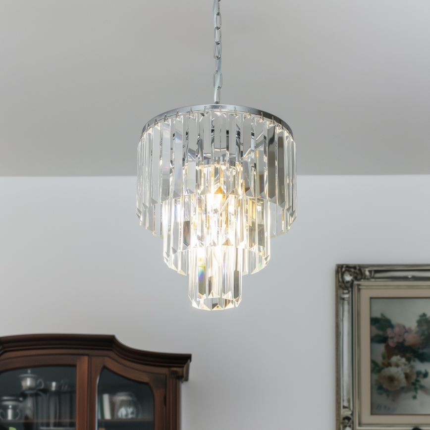Brilagi - LED Suspension filaire en cristal MOZART 4xE14/40W/230V chrome brillant