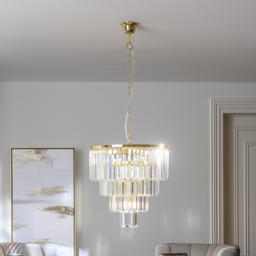 Brilagi - LED Suspension filaire en cristal MOZART 5xE14/40W/230V doré