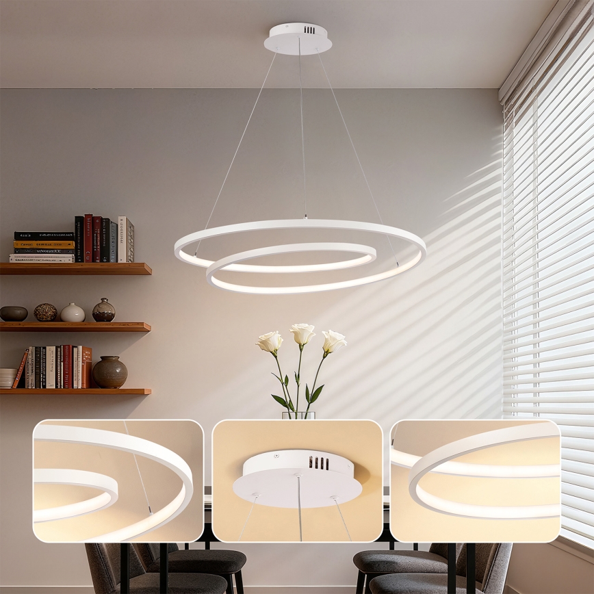 Brilagi - Suspension LED dimmable sur câble TWISTER LED/105W/230V 3000-6000K Ø 100 cm blanc + télécommande