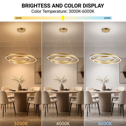 BRILAGI - Suspension LED dimmable sur câble TWISTER LED/75W/230V 3000-6000K Ø 70 cm dorée + télécommande