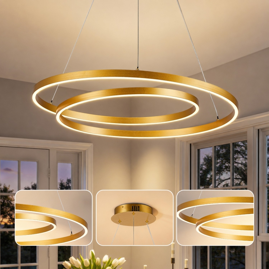 BRILAGI - Suspension LED dimmable sur câble TWISTER LED/75W/230V 3000-6000K Ø 70 cm dorée + télécommande