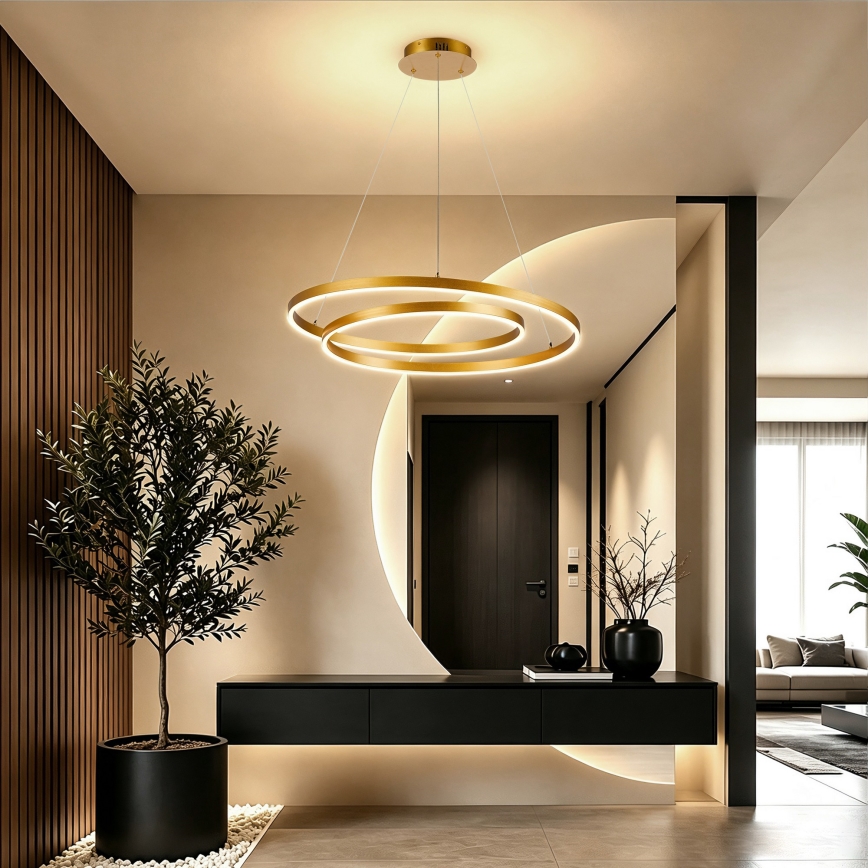 BRILAGI - Suspension LED dimmable sur câble TWISTER LED/75W/230V 3000-6000K Ø 70 cm dorée + télécommande