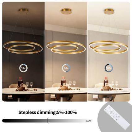 BRILAGI - Suspension LED dimmable sur câble TWISTER LED/75W/230V 3000-6000K Ø 70 cm dorée + télécommande