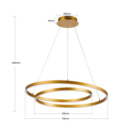 BRILAGI - Suspension LED dimmable sur câble TWISTER LED/75W/230V 3000-6000K Ø 70 cm dorée + télécommande