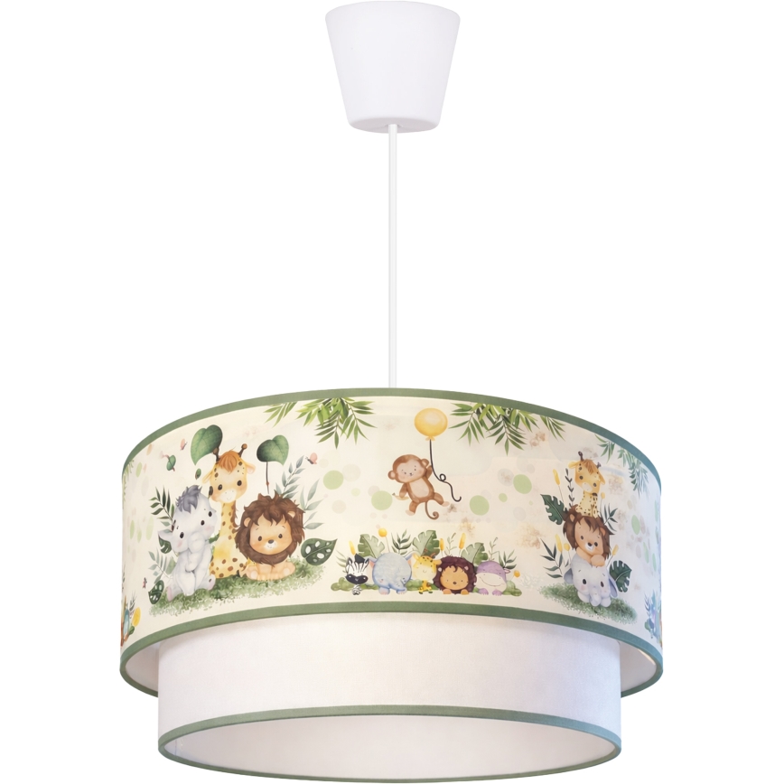 Brilagi - Suspension LED pour enfant BOBO 1xE27/10W/230V Ø 40 cm crème/vert motif jungle