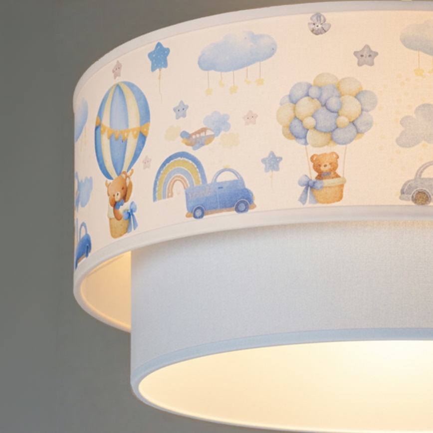 Brilagi - Suspension LED pour enfant sur câble BOBO 1xE27/60W/230V Ø 40 cm crème/bleu/oursons