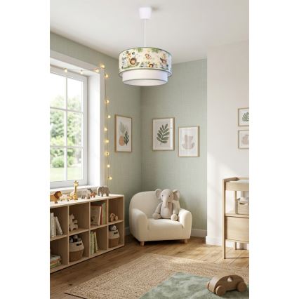 Brilagi - Suspension LED pour enfants sur câble BOBO 1xE27/60W/230V Ø 40 cm crème/vert/jungle
