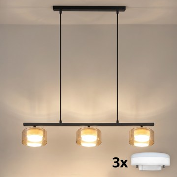 Brilagi - LED Suspension sur câble AURA LUX 3xGX53/30W/230V noir/doré