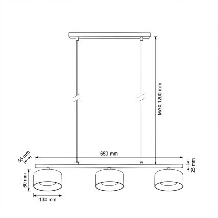 Brilagi - LED Suspension sur câble AURA LUX 3xGX53/30W/230V noir/fumé