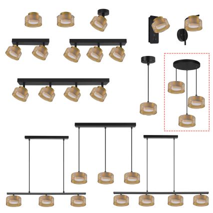 Brilagi - LED Suspension sur câble AURA LUX 3xGX53/30W/230V noir/or