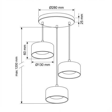 Brilagi - LED Suspension sur câble AURA LUX 3xGX53/30W/230V noir/or