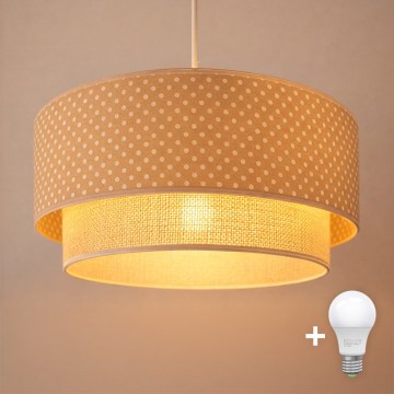 Brilagi-LED Suspension sur câble BOHO BOBO, 1x culot E27 / 60 W / 230 V, Ø 40 cm, motif à pois beige/crème.