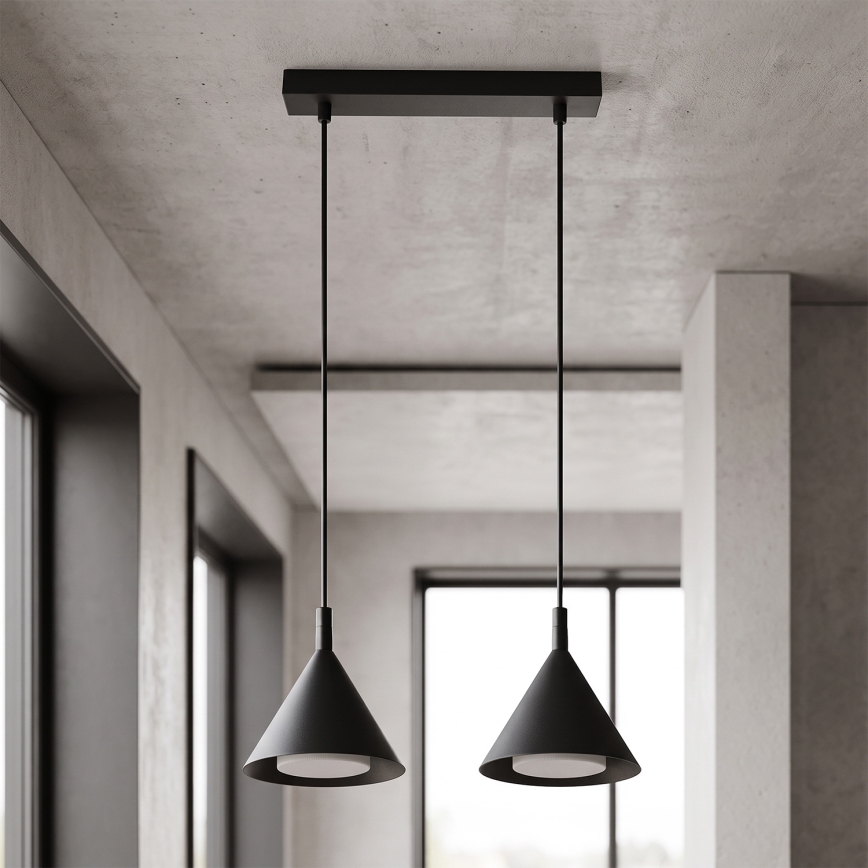 BRILAGI - LED Suspension sur câble CONE DOUBLE 2xGX53/15W/230V noire