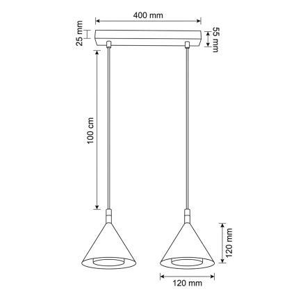 BRILAGI - LED Suspension sur câble CONE DOUBLE 2xGX53/15W/230V noire