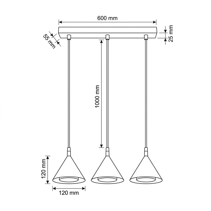 BRILAGI - LED Suspension sur câble CONE TRIPLE 3xGX53/15W/230V blanche