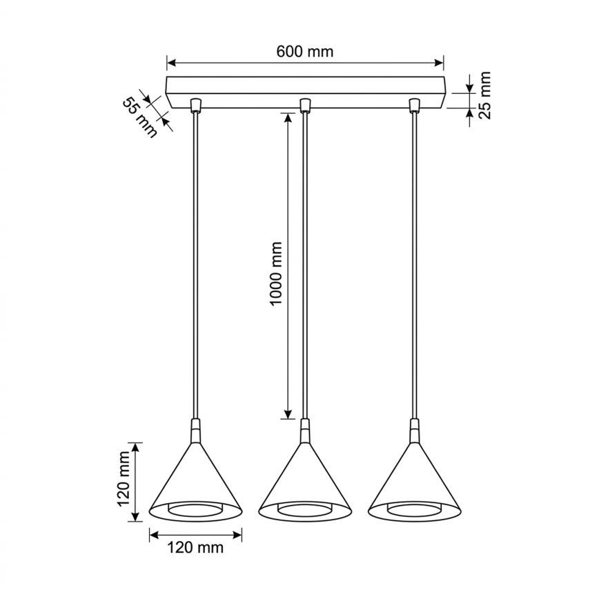 BRILAGI - LED Suspension sur câble CONE TRIPLE 3xGX53/15W/230V dorée