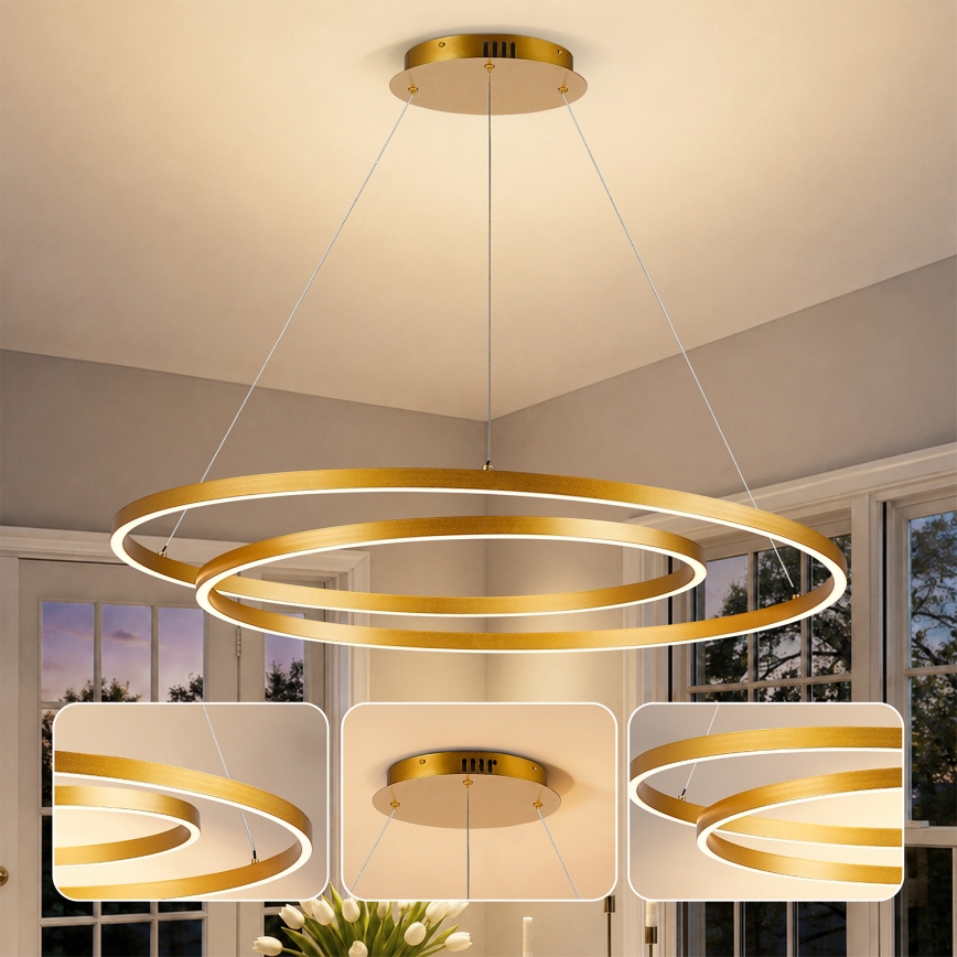 BRILAGI - Lustre LED dimmable suspendu sur câble TWISTER LED/105W/230V 3000-6000K Ø 100 cm doré + télécommande
