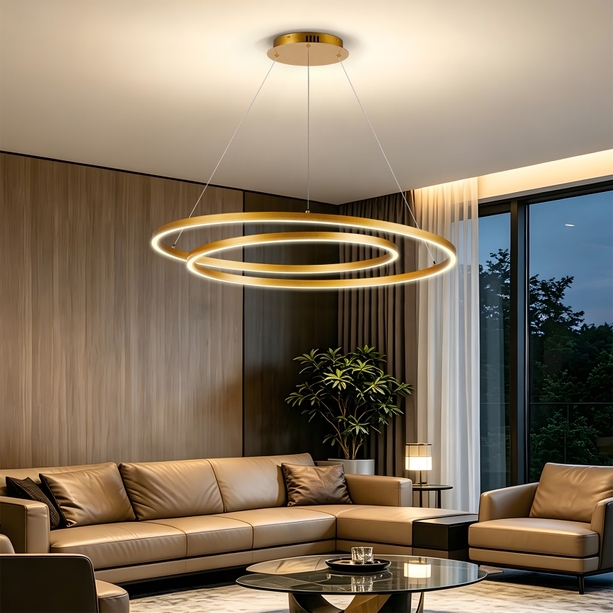 BRILAGI - Lustre LED dimmable suspendu sur câble TWISTER LED/105W/230V 3000-6000K Ø 100 cm doré + télécommande