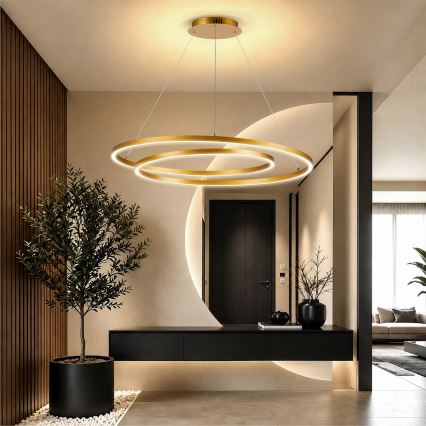 BRILAGI - Lustre LED dimmable suspendu sur câble TWISTER LED/105W/230V 3000-6000K Ø 100 cm doré + télécommande