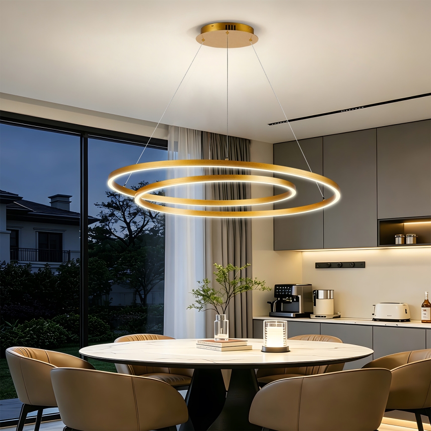 BRILAGI - Lustre LED dimmable suspendu sur câble TWISTER LED/105W/230V 3000-6000K Ø 100 cm doré + télécommande