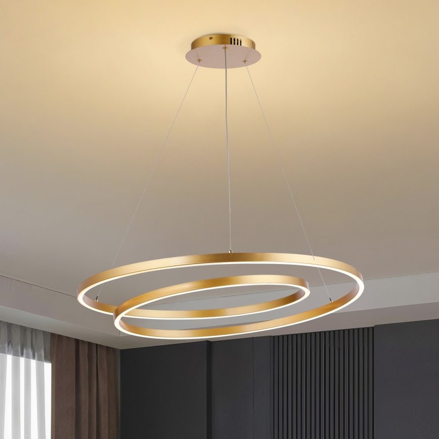 Brilagi - Lustre LED dimmable TWISTER, suspension sur câbles LED/105W/230V 3000-6000K Ø 100 cm doré + télécommande