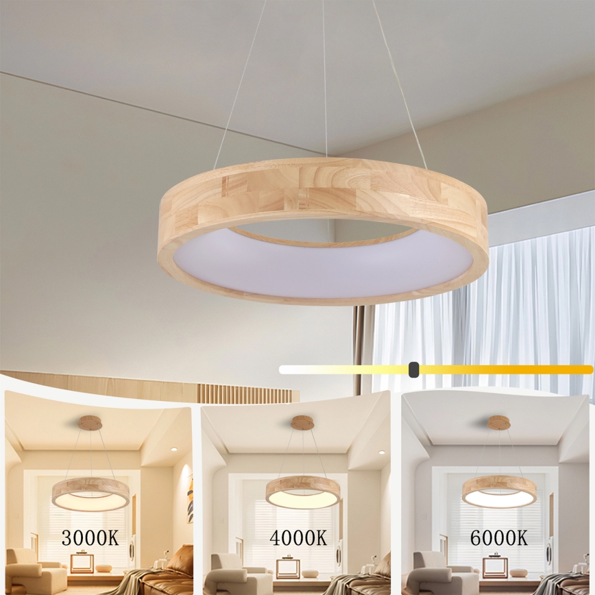 Brilagi - Suspension LED sur câble FALCON WOOD LED/30 W/230 V 3000/4000/6000 K Ø 45 cm bois