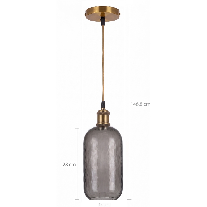 BRILAGI - suspension LED sur câble RETRO GLASS 1xE27/60W/230V Ø 14 cm doré/gris fumé